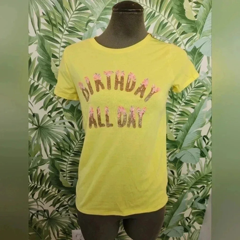 Girls Cat & Jack Yellow Birthday All Day Birthday Girl Cotton T-shirt